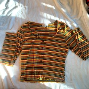 Gaze striped long sleeve knit top women’s M